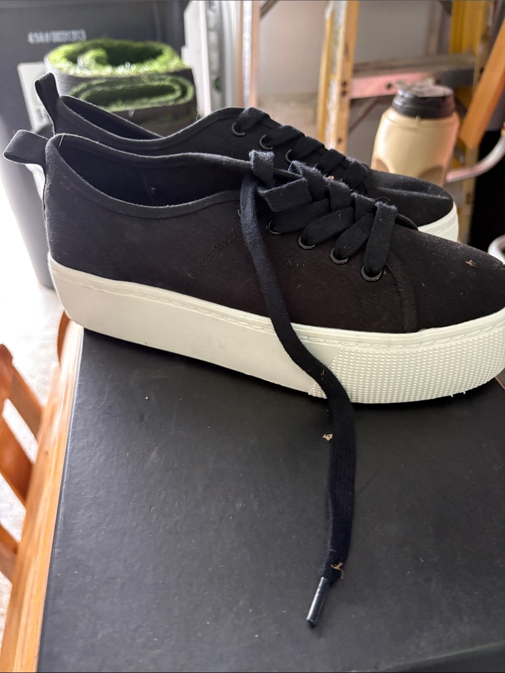 Abound Black Low-Top Platform Sneakers with White Sole